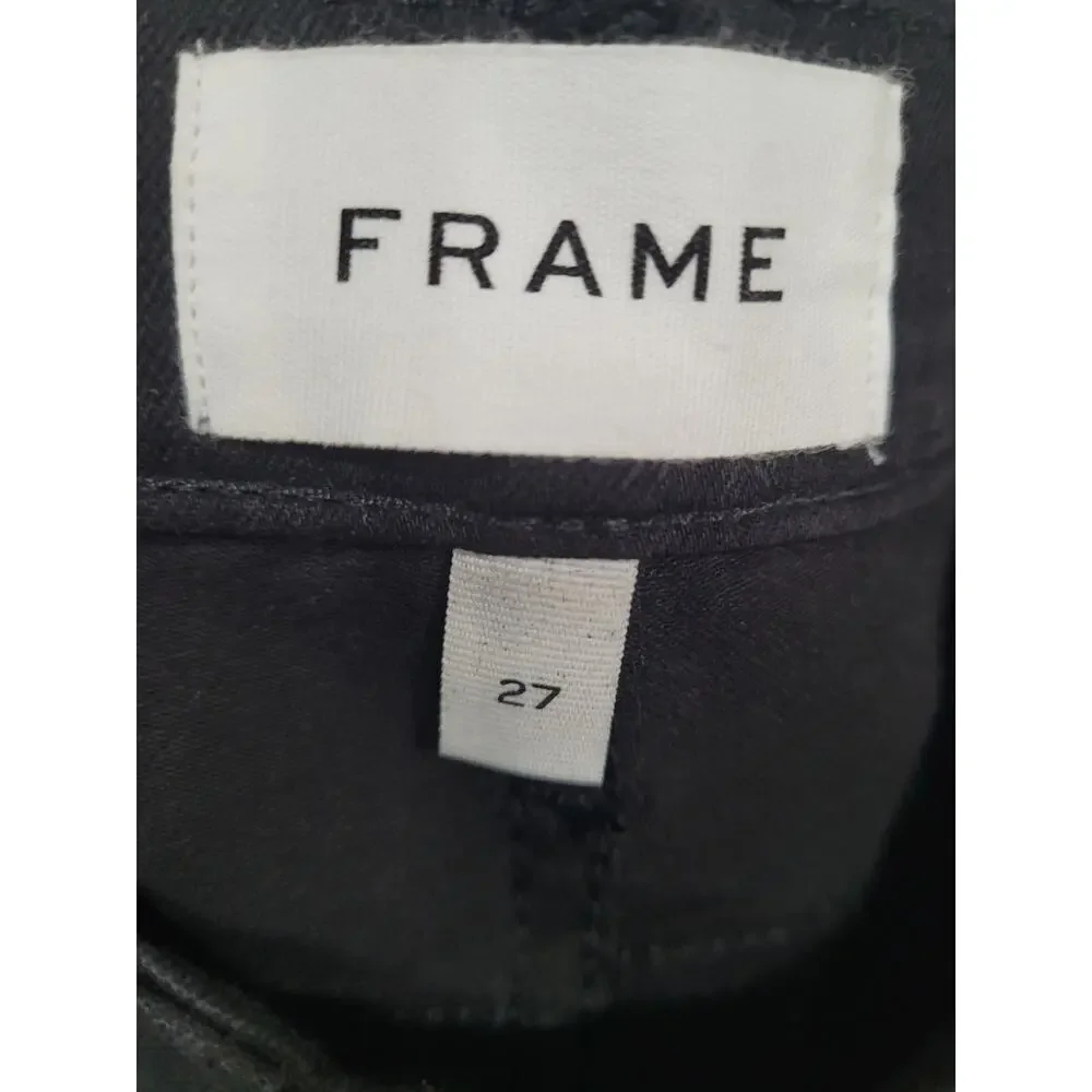 Frame Women's Le Skinny de‎ Jeanne Black Shine Noir Jeans size 27 #P3 - Picture 5 of 7